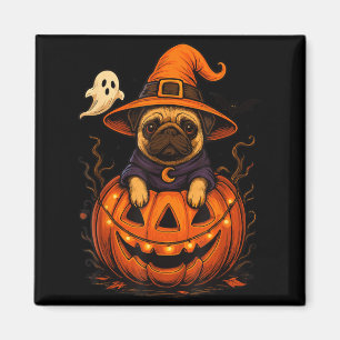 Grappige Pug-ras huisdier Halloween pompoenen Hall Magneet