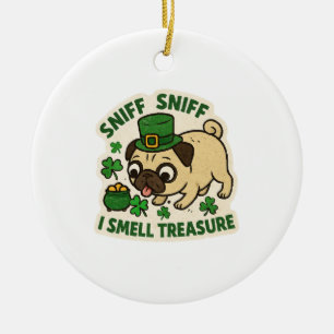 Grappige Pug-schatjacht St. Patrick's Day Keramisch Ornament