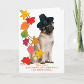 Grappige Pug Thanksgiving Kaart (Voorkant)