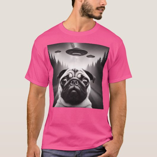 Grappige Pug Ufo Selfie Meme Alien T-shirt (Voorkant)
