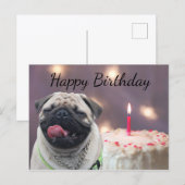 Grappige pug verjaardag briefkaart (Voorkant / Achterkant)