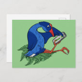 Grappige Pukeko met mobiele telefoon Briefkaart (Voorkant / Achterkant)