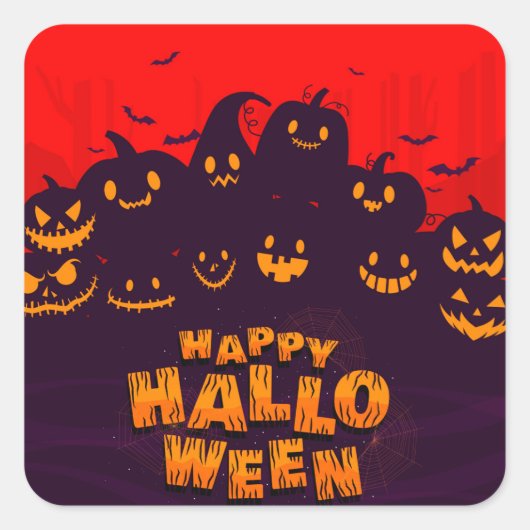 Grappige Pumphins vleermuizen rode achtergrond gel Vierkante Sticker (Voorkant)