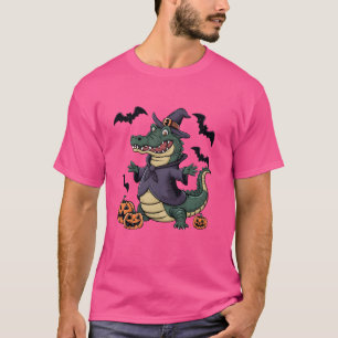Grappige Pumpkin Bat Witch Kostuum Alligator Hallo T-shirt