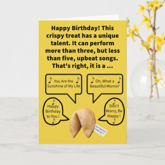 Grappige Pun Four Tune Cookie Gelukkige Verjaardag Kaart (Gele Bloem)