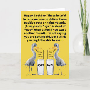 Grappige Pun Heron Aides en Aye Bril Verjaardag Kaart