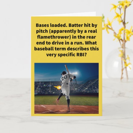 Grappige Pun Run Butted in Honkbal Groet Kaart (Gele Bloem)