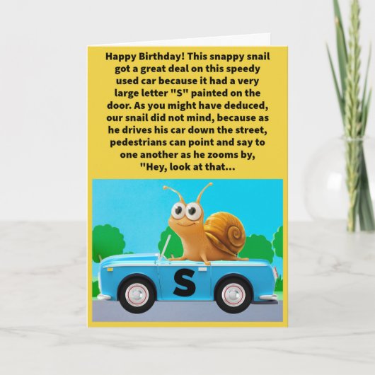 Grappige Pun S Car Go Happy Birthday Kaart (Voorkant)