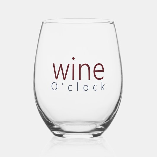 Grappige Pun Wine O'clock Typografie Wijnglas Zonder Voet (Voorkant)