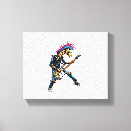 Grappige Punk Giraffe, Rock'n Roll Gothic Giraffe, Canvas Afdruk (Voorkant)