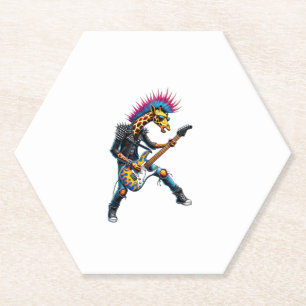 Grappige Punk Giraffe, Rock'n Roll Gothic Giraffe, Kartonnen Onderzetters