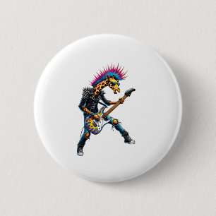 Grappige Punk Giraffe, Rock'n Roll Gothic Giraffe, Ronde Button 5,7 Cm