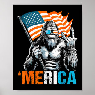Grappige Punk Rock Sasquatch Bigfoot Amerikaanse V Poster