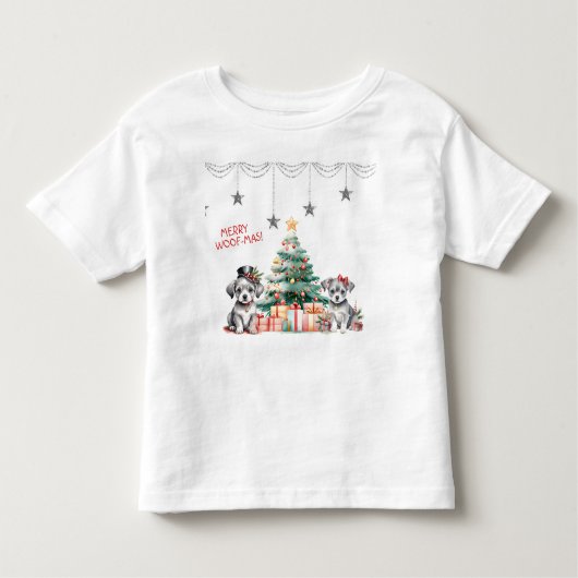 Grappige Puppies naast de kerstboom Kinder Shirts (Voorkant)
