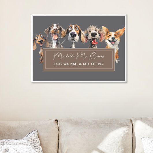 Grappige Puppy Hond Walker Groomer Pet Care Modern Poster