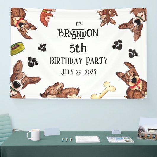 Grappige Puppy Kids Verjaardag Spandoek (Beurs)