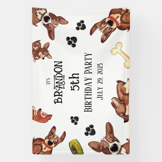 Grappige Puppy Kids Verjaardag Spandoek (Verticaal)