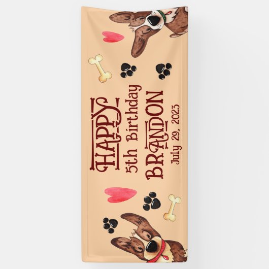 Grappige Puppy Kids Verjaardag Spandoek (Verticaal)