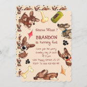 Grappige puppy kinderen verjaardag uitnodiging (Voorkant / Achterkant)