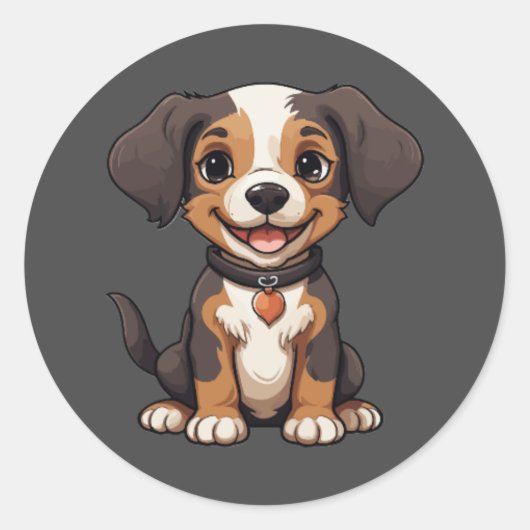 Grappige puppy ronde Sticker (Voorkant)