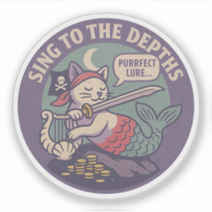 Grappige Purr-maid Piraat Kat Kunst Sticker
