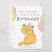 Grappige Purrfect Verjaardag Kat Kaart met Ballonn (Voorkant)