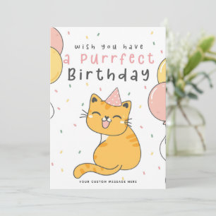 Grappige Purrfect Verjaardag Kat Kaart met Ballonn