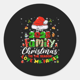 Grappige pyjama outfit familie bijpassende kerst 2 ronde sticker