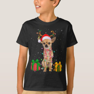 Grappige Pyjama Santa Hat Chihuahua Kerstverlichti T-shirt