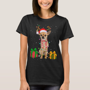 Grappige Pyjama Santa Hat Chihuahua Kerstverlichti T-shirt