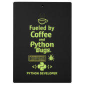 Grappige Python-ontwikkelaar – Gedreven door koffi Klembord (Achterkant)
