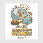 Grappige Quaker Parrot Chef Zingen Bacon Pannenkoe Sticker (Vel)