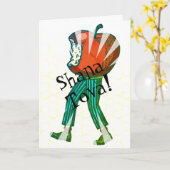 Grappige Quirkige Appel Hoofd Rosh Hashanah Grappi Kaart (Gele Bloem)