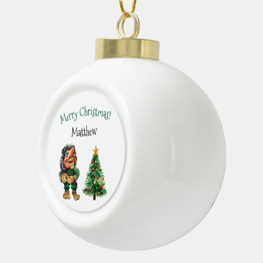 Grappige Quirky Troll Kerstmis Scandinavische stij Keramische Bal Ornament (Rechts)
