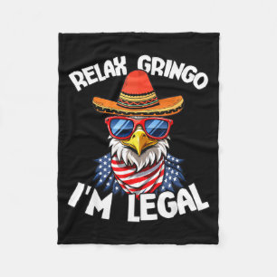 Grappige quote ontspan ik ben legaal usa adelaar c fleece deken