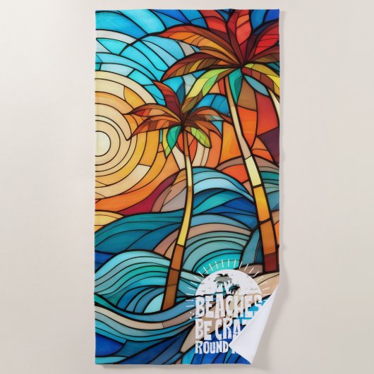 Grappige quote strand is gek strandlaken (Voorkant)