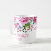 Grappige quotes Mom Off Duty Waterverf Floral Koffiemok (Voorkant links)