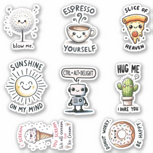 Grappige quotes sticker pack (Voorkant)