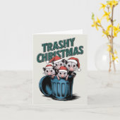 Grappige Racoon Kerstmis Kaart (Gele Bloem)