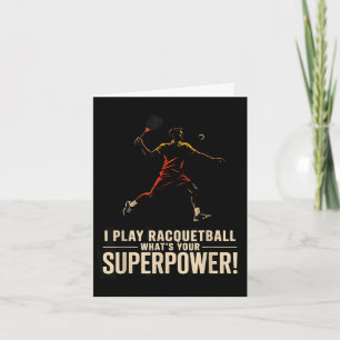 Grappige racquetball-superkracht retro poster met kaart