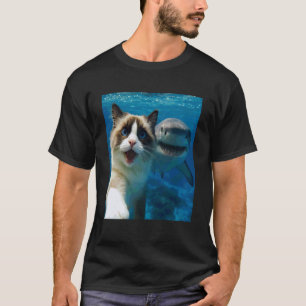 Grappige Ragdoll Kat Selfie met Haaien Oceaanliefh T-shirt