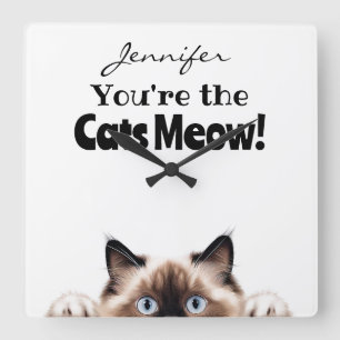 Grappige Ragdoll kat wandklok Vierkante Klok