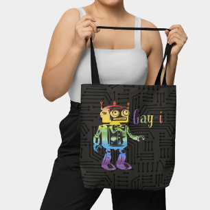 Grappige Rainbow Gay Pride AI Robot Pun Joke Draagtas