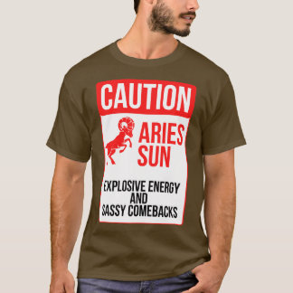 Grappige Ram Zodiac teken Voorzichtigheid Ram Zon T-shirt