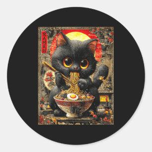 Grappige Ramen Kat Noedel Liefhebbers Anime Otaku Ronde Sticker