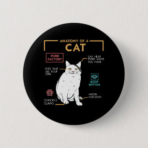 Grappige rare kattenmeme glimlachend, Anatomie van Ronde Button 5,7 Cm