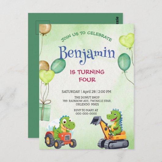 Grappige Rawr T-Rex dinosaurus tractor vrachtwagen Briefkaart (Voorkant / Achterkant)