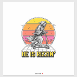 Grappige Reaper Scooter Vintage Sunset Shirt Ontwe Sticker