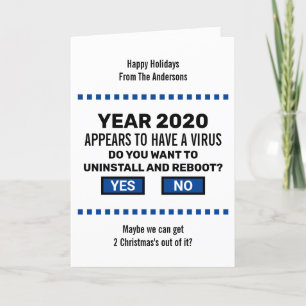 Grappige Reboot 2020 Computer Geek Virus Kerstmis Feestdagen Kaart