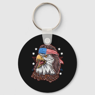 Grappige Redneck 80s Patriotic Proud Mullet Amerik Sleutelhanger